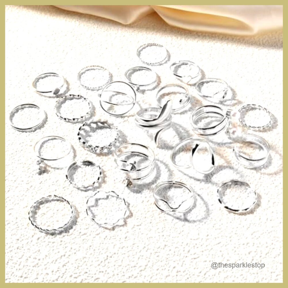 Silver Plated Brass Stackable Knuckle Rings Set W… - image 6
